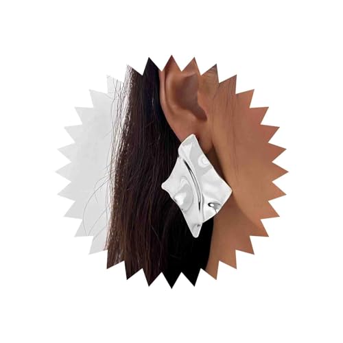 Yheakne Boho Unregelmäßig Gehämmerte Quadratische Ohrstecker Silber Metall Quadratische Ohrringe Geometrische Textur Quadratische Ohrringe Punk Quadratische Gehämmerte Ohrringe Schmuck Für Frauen von Yheakne