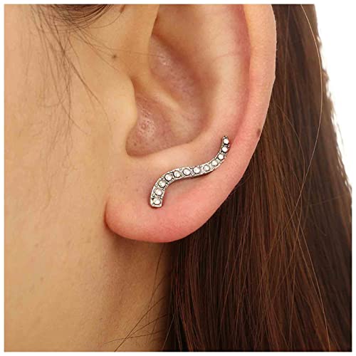 Yheakne Boho Wave Ear Climber Ohrringe Silber Wave Ball Crawler Ohrringe Minimalistische geometrische Ohrringe Vintage Wave Ear Sweep Ohrringe Schmuck für Frauen und Mädchen von Yheakne