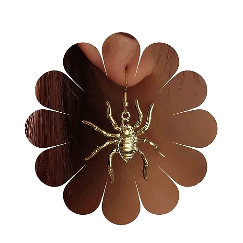 Yheakne Gothic Spider Drop Baumel Gold Spider Ohrstecker Punk Gruselig Halloween Kostüm Ohrringe Schmuck Für Frauen Und Mädchen von Yheakne