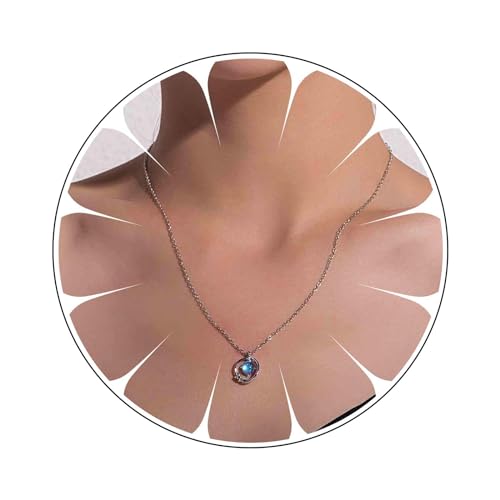 Yheakne Jahrgang Hohlkreis Choker Halskette Silber Winzigen Saphir Anhänger Halskette Blau Kristall Halskette Ewigkeit Hochzeit Halskette Kette Schmuck Für Frauen Und Mädchen von Yheakne