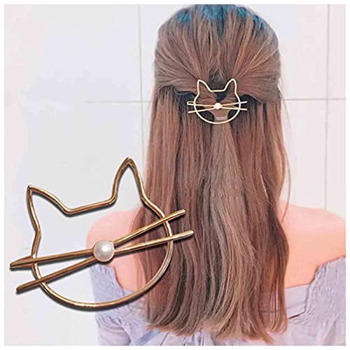 Yheakne Katzenhaarspange Silber Haarspange Pin Tierhaarspange Clips Dekoratives Haarschmuck für Frauen und Mädchen Katzenliebhaber Geschenke (Silber) von Yheakne