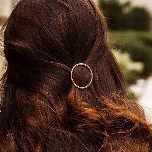 Yheakne Kreis Haarspange Hohl Rund Gold Haarklammer Haarnadel Minimalistische Bobby Pin Geometrie Metall Haarschmuck für Frauen und Gilrs (Gold Circle) von Yheakne