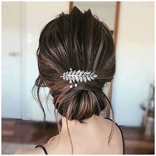 Yheakne Kristall Hochzeit Haar Kamm Silber Perle Haar Kamm Barrette Braut Haar Kamm Kopfstücke Dekorative Kopf Kamm Kopfbedeckung Strass Haarteil Seiten Haarzubehör Für Frauen Und Mädchen (silber) von Yheakne