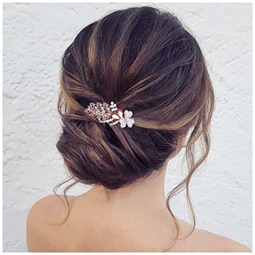 Yheakne Kristall Hochzeit Haarspange Barrette Gold Strass Haarspange Bling Braut Haarspangen Kopfschmuck Cz Kristall Haarspange Glanz Funkelnde Braut Haarschmuck Für Frauen Und Mädchen (champagner) von Yheakne