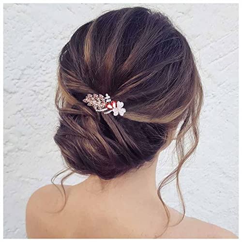 Yheakne Kristall Hochzeit Haarspange Barrette Gold Strass Haarspange Bling Braut Haarspangen Kopfschmuck Cz Kristall Haarspange Glanz Funkelnde Braut Haarzubehör Für Frauen Und Mädchen (rot) von Yheakne