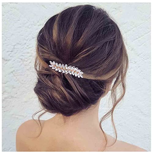 Yheakne Kristall Hochzeit Haarspange Barrette Gold Strass Haarspange Clips Bling Braut Kopfbedeckungen Dekorativen Kopf Clip Kristall Haarspange Glanz Cz Braut Haarschmuck Für Frauen Und Mädchen(Gold) von Yheakne