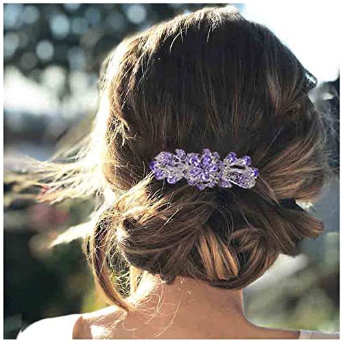 Yheakne Kristall-Haarspange für Hochzeiten, violette Strasssteine, glitzernd, Braut-Kopfschmuck, dekorative Kopfbedeckung, Kristall-Haarspange, Kamm, Braut-Haarschmuck für Damen und Mädchen (Stil A) von Yheakne