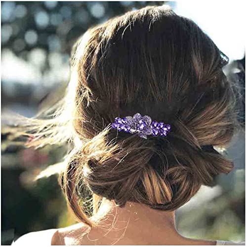 Yheakne Kristall Hochzeit Haarspange Lila Strass Haarspange Bling Braut Kopfschmuck Dekorative Kopfbedeckung Kristall Haarspange Kamm Braut Haarschmuck für Frauen und Mädchen (Stil C) von Yheakne