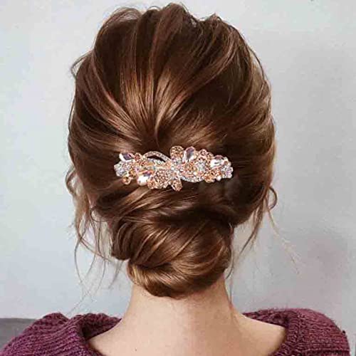 Yheakne Kristall-Hochzeits-Haarspange mit goldfarbenen Strasssteinen, glitzernde Braut-Kopfschmuck, dekorative Kopf-Clip, Kopfbedeckung, Haarspange, Braut-Haarschmuck für Frauen (Champagner) von Yheakne