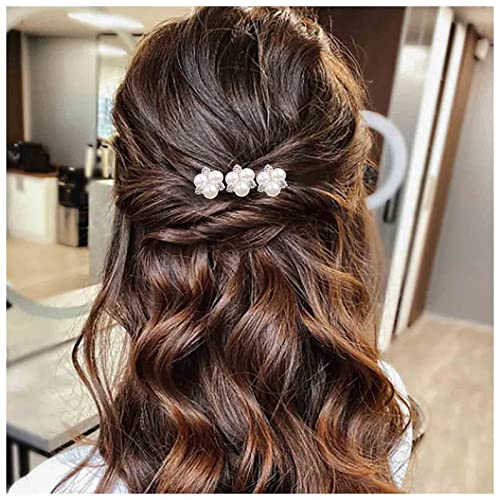 Yheakne Kristall Perle Hochzeit Haarnadeln Gold Blume Cz Haarnadeln Strass Perle Haarnadeln Haarteil Dekorative Bobby Pins Heapieces Perle Braut Haar Zubehör Für Braut Frauen Und Mädchen 3pcs (gold) von Yheakne