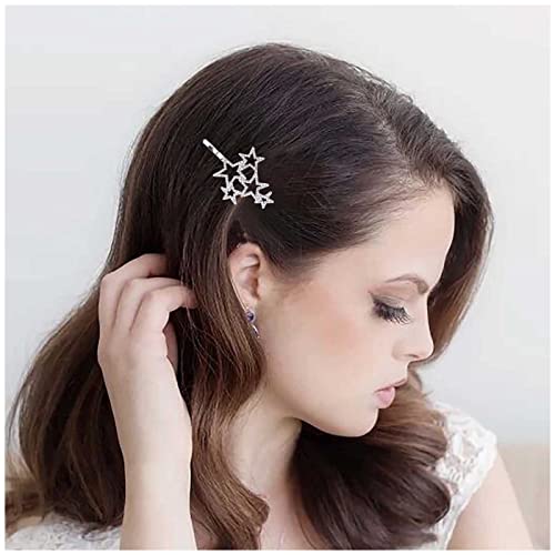 Yheakne Kristall Stern Haarspange Haarspange Silber Strass Haarspange Pin Bling Braut Kopfschmuck Dekorative Haarnadel Kopf Clip Kristall Haarspange Kopfbedeckung für Frauen(Kristallstern) von Yheakne