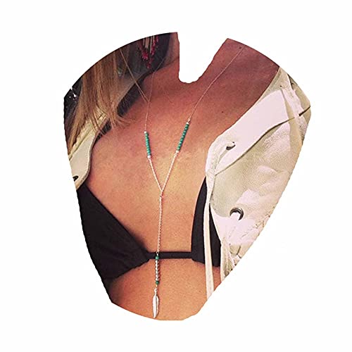 Yheakne Lange Türkisblatt Halskette Silber Feder Y Halskette Vintage Feder Anhänger Halskette Kette Schmuck für Frauen und Mädchen Yheakne Lange Türkisblatt Halskette Silber Feder Y Halskette Vintage Feder Anhänger Halskette Kette Schmuck für Frauen und Mädchen von Yheakne