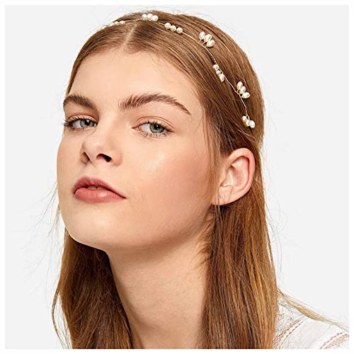 Yheakne Perle Braut Haarband Gold Perle Hochzeit Haarband Haarteil Braut Haar Reben Band Perle Kopfbedeckungen Dekorative Kopfbedeckungen Perle Haarteil Hochzeit Haarschmuck Für Frauen Und Mädchen von Yheakne
