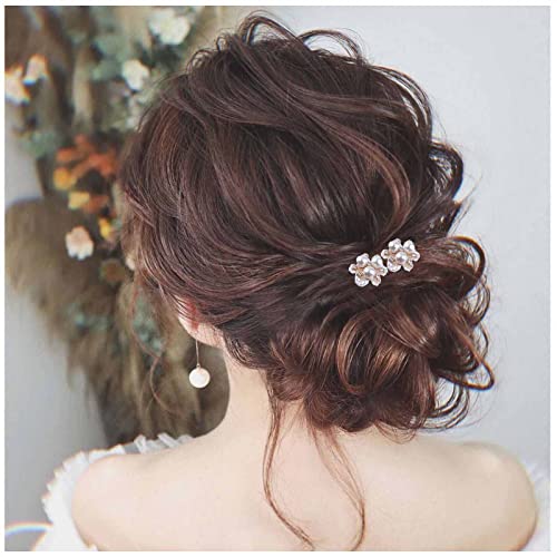 Yheakne Perle Kristall Hochzeit Haarnadeln Gold Blume Perle Haarnadeln Barrette Vintage Haarspange Pins Dekorative Bobby Pin Boho Haarspange Braut Haarschmuck Für Frauen Und Mädchen 2pcs (mit Perle) von Yheakne