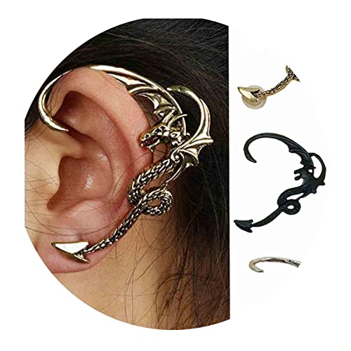 Yheakne Punk Drachen Manschettenohrringe Drachenohrkletterer Ohrringe Gold Knorpelohrkrabbler Ohrringe Gothic Clip On Wickelohrringe Coole Tierohrringe Schmuck Für Frauen Und Mädchen Halloween(gold) Yheakne Punk Drachen Manschettenohrringe Drachenohrkletterer Ohrringe Gold Knorpelohrkrabbler Ohrringe Gothic Clip On Wickelohrringe Coole Tierohrringe Schmuck Für Frauen Und Mädchen Halloween(gold) von Yheakne