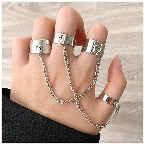 Yheakne Punk Kette Fingerringe Silber Offen Manschette Ringe Einstellbar Knöchelgelenk Ringe Set Stapelbar Gothic Ringe Aussage Ringe Für Frauen Und Mädchen Geschenke von Yheakne