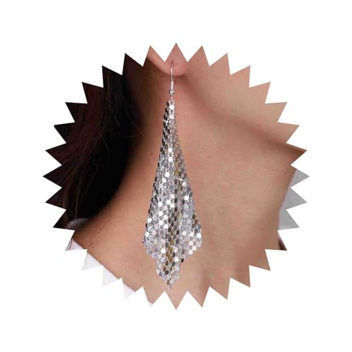 Yheakne Punk Metall Mesh Ohrringe Silber Pailletten Tropfen Ohrringe Pailletten Quaste Ohrringe Lange Mesh Gürtel Ohrringe Schmuck Für Frauen Und Mädchen Yheakne Punk Metall Mesh Ohrringe Silber Pailletten Tropfen Ohrringe Pailletten Quaste Ohrringe Lange Mesh Gürtel Ohrringe Schmuck Für Frauen Und Mädchen von Yheakne