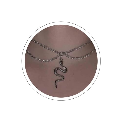 Yheakne Punk Schlange Anhänger Halskette Choker Silber Geschichtet Schlange Halskette Kette Gothic Schlange Halskette Retro Schlange Kragen Halskette Schmuck Für Frauen Und Mädchen von Yheakne