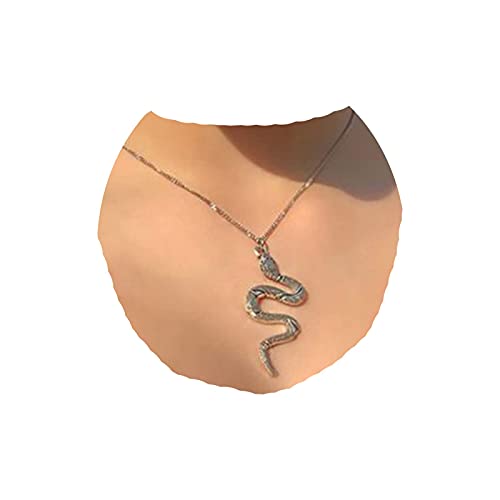 Yheakne Punk Schlange Anhänger Halskette Kette Silber Schlange Choker Halskette Gothic Schlange Halskette Schmuck für Frauen und Mädchen Halloween Geschenke von Yheakne