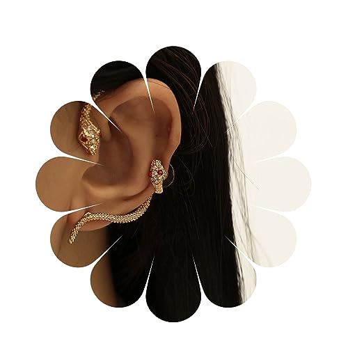 Yheakne Punk Schlange Manschette Ohrringe Gold Schlange Ohr Climber Ohrringe Boho Gold Knorpel Crawler Ohrringe Gothic Schlange Clip Auf Wrap Ohrringe Rubin Schlange Ohrringe Schmuck Für Frauen(Gold) Yheakne Punk Schlange Manschette Ohrringe Gold Schlange Ohr Climber Ohrringe Boho Gold Knorpel Crawler Ohrringe Gothic Schlange Clip Auf Wrap Ohrringe Rubin Schlange Ohrringe Schmuck Für Frauen(Gold) von Yheakne
