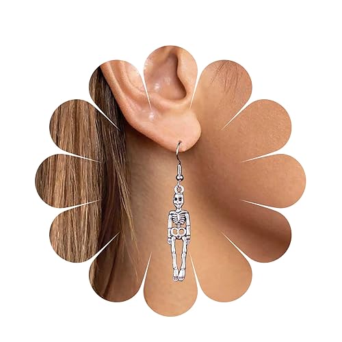 Yheakne Punk Skelett Ohrringe Silber Skelett Ohrringe Skelett Knochen Ohrringe Gothic Totenkopf Skelett Ohrringe Gruselige Tote Knochen Ohrringe Schmuck Für Frauen Und Mädchen von Yheakne