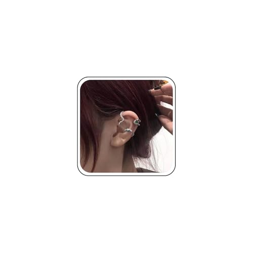 Yheakne Punk Smaragd Schlange Ohr Manschette Ohrringe Silber Schlange Manschette Wrap Ohrringe Gothic Serpent Manschette Ohrringe Grün Kristall Knorpel Manschette Clip Auf Ohrringe Schmuck Für Frauen von Yheakne
