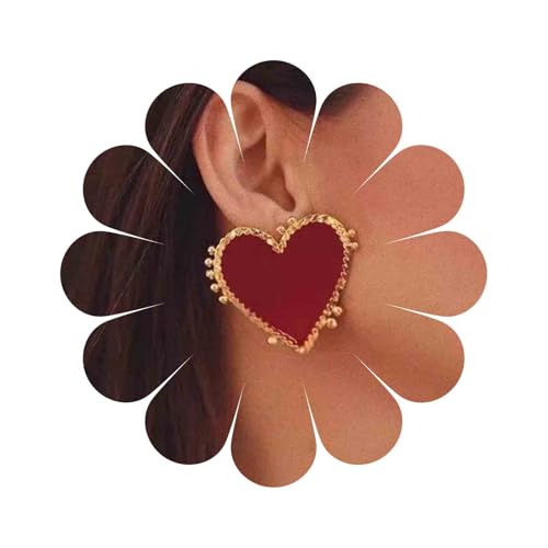 Yheakne Rote Herz Ohrringe Liebe Herz Ohrstecker Ohrringe Groß Übertrieben Ohrringe Alltag Ohrringe Für Frauen Und Mädchen Valentines Geschenk von Yheakne