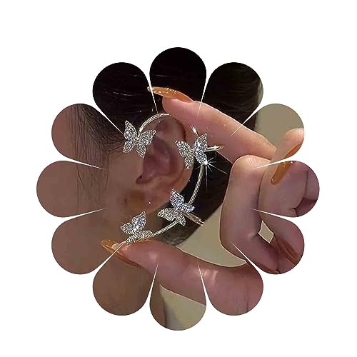 Yheakne Schmetterling Ohrringe Gold Strass Schmetterling Krabbler Ohrringe Cz Ohrringe Ohrringe Ohne Piercing Ohrringe Schmuck Für Frauen Und Mädchen Tier Ohrringe (gold) von Yheakne