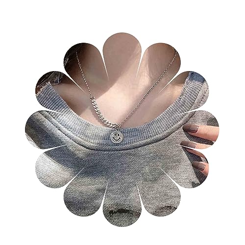 Yheakne Smiley Gesicht Halskette Halsband Silber Lächeln Kreis Anhänger Halskette Runde Emoji Lächeln Halskette Lustige Halskette Kette Schmuck für Frauen und Mädchen Geschenke von Yheakne