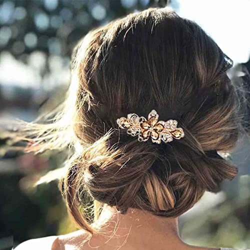 Yheakne Haarspange mit Strass und Kristallen, Hochzeits-Kopfschmuck, glänzender Haarschmuck, Brautschmuck, für Damen und Mädchen (Gold) von Yheakne