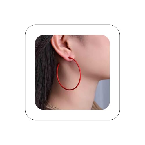 Yheakne Vintage Bunte Kreis Hoop Ohrringe - Hartzinn - Rote Reifen - Candy Farbe - Große Huggie Hoop - Schmuck für Frauen von Yheakne
