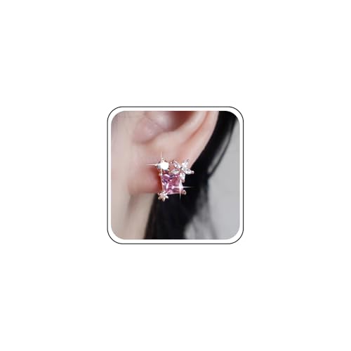 Yheakne Vintage Cluster Rosa Kristall Ohrringe Strass Quadratische Ohrstecker Winzigen Cz Blume Ohrring Rosa Kubischen Ohrring Schmuck Für Frauen von Yheakne