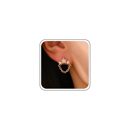 Yheakne Vintage Crystal Bar Ohrstecker Ohrringe Goldkette Ohrstecker Winzigen Stern Tropfen Ohrring Strass Bar Stick Ohrring Schmuck Für Frauen von Yheakne