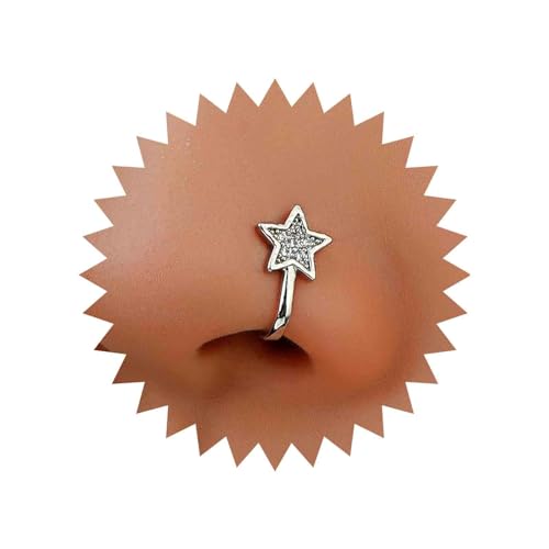Yheakne Vintage Cz Stern Nasenring Silber Kristall Stern Nasenmanschette Kristall Septum Nasenringe U Geformt Clip On Nasenstecker Cz Reifen Nasenpiercing Schmuck Für Frauen Und Mädchen Yheakne Vintage Cz Stern Nasenring Silber Kristall Stern Nasenmanschette Kristall Septum Nasenringe U Geformt Clip On Nasenstecker Cz Reifen Nasenpiercing Schmuck Für Frauen Und Mädchen von Yheakne