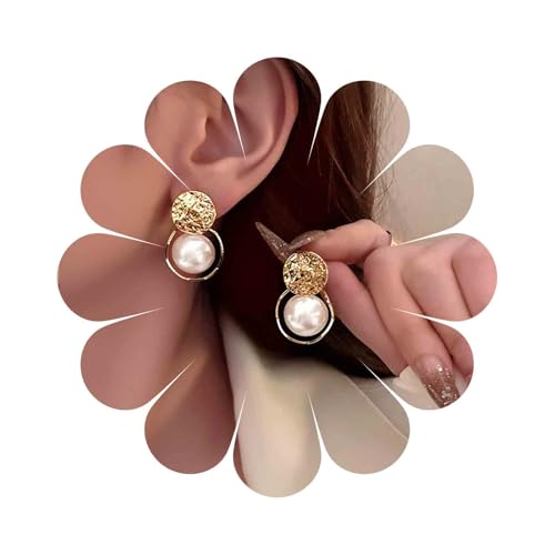 Yheakne Vintage Disc Perlen Ohrringe Baumeln Hohlen Kreis Perle Tropfen Ohrringe Gold Gehämmert Münze Disc Ohrstecker Ohrringe Texturierten Runden Kreis Disc Ohrringe Schmuck Für Frauen von Yheakne