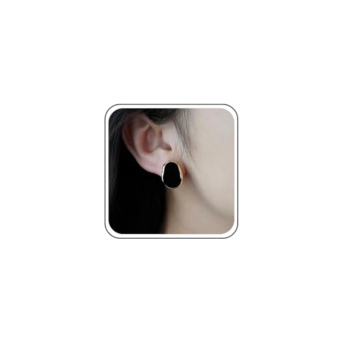 Yheakne Vintage Emaillierte Quadratische Ohrstecker Schwarz Emaillierte Quadratische Ohrringe Acrylknopf Ohrstecker Onyx Geometrische Ohrringe Schmuck Für Frauen von Yheakne