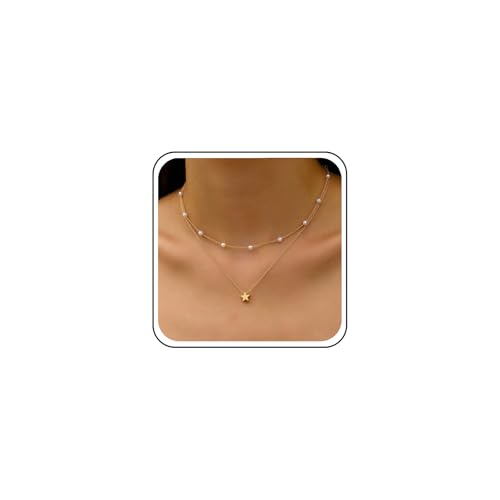Yheakne Vintage Geschichtet Stern Choker Halskette Gold Stern Anhänger Halskette Stern Perle Halskette Station Perlenkette Halskette Schmuck Für Frauen von Yheakne