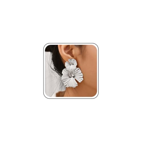 Yheakne Vintage Große Blume Tropfen Ohrringe Gold Metall Blume Baumeln Ohrringe Übertrieben Floral Blütenblatt Ohrring Klobig Ginkgo Blatt Ohrring Schmuck Für Frauen von Yheakne