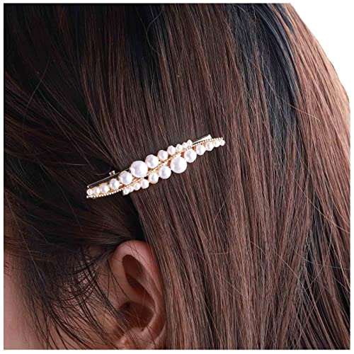 Yheakne Vintage Haarspange Pin Gold Perle Haarnadeln Clip Perle Haarspange Kopfbedeckungen Dekorative Haarteil Metall Kopf Clip Haarschmuck Für Frauen Und Mädchen (Perle) von Yheakne