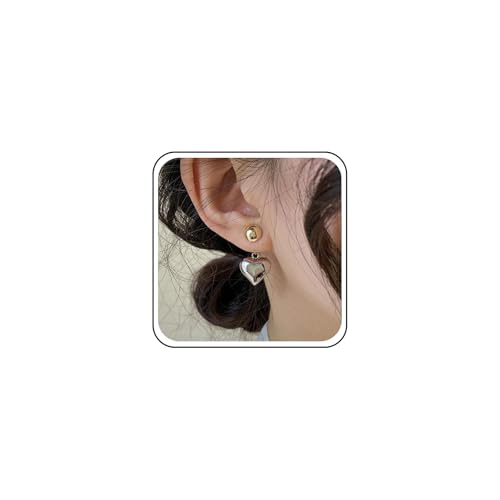 Yheakne Vintage Herz Ohr Jacke Ohrringe Puffed Herz Tropfen Ohrringe Gold Perle Ohrstecker Ohrring Doppelseitige Front Zurück Ohrring Schmuck Für Frauen von Yheakne