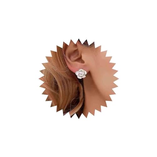 Yheakne Vintage Kamelie Blume Perlen Ohrringe Schwarz Kamelie Blume Ohrringe Winzige Perlen Ohrringe Schwarz Emaille Kamelie Ohrstecker Schmuck Für Frauen Und Mädchen （white） von Yheakne