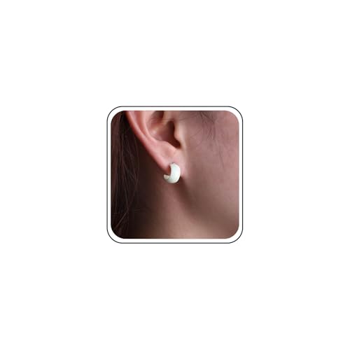Yheakne Vintage Kleine Acryl-Reifen Ohrringe Weiß Acryl C Form Ohrringe Winzige Offene Reifen Ohrring Dicken Harz Reifen Ohrstecker Schmuck Für Frauen von Yheakne