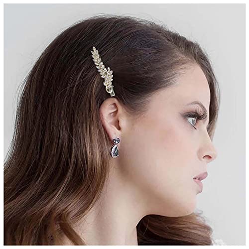 Yheakne Vintage Kristall Blatt Haarspange Pin Gold Strass Haarspange Pin Glanz Cz Haarspange Kristall Kopfclip Kopfschmuck Dekoratives Haarzubehör Für Frauen Und Mädchen (gold) von Yheakne