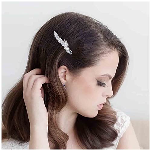 Yheakne Vintage Kristall Blatt Haarspange Pin Silber Strass Haarspange Pin Glanz Cz Haarspange Kristall Kopfclip Kopfschmuck Dekoratives Haarzubehör Für Frauen Und Mädchen (silber) von Yheakne