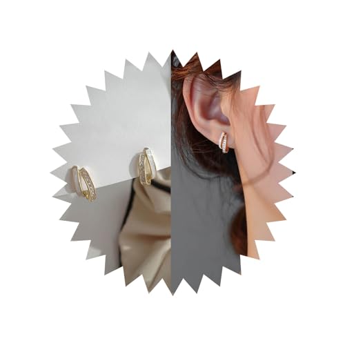 Yheakne Vintage Kristall Doppelter Reifen Huggie Ohrringe Strass Geteilter Reifen Ohrringe Weiß Emailliert Reifen Ohrringe Funkelnde Cz Geteilte Ohrringe Schmuck Für Frauen Und Mädchen von Yheakne