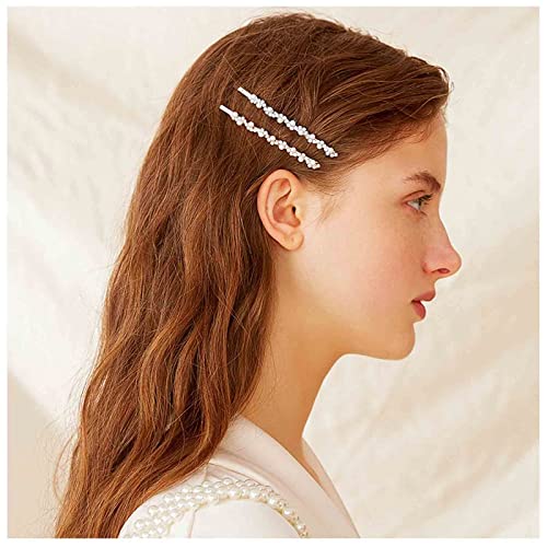 Yheakne Vintage Kristall Haarspange Pin Silber Perle Strass Haarnadeln Clip Braut Haarnadel Glanz Kristall Hochzeit Dekorative Bobby Pins Braut Perle Cz Metall Kopf Clip Haarschmuck Für Frauen 2pcs von Yheakne