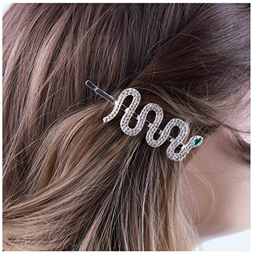 Yheakne Vintage Kristall Haarspange Pin Silber Schlange Strass Haarnadeln Clip Punk Haarspange Haarnadel Glanz Kristall Schlange Dekorative Bobby Pins Tier Metall Kopfbedeckung Gothic Haarzubehör von Yheakne