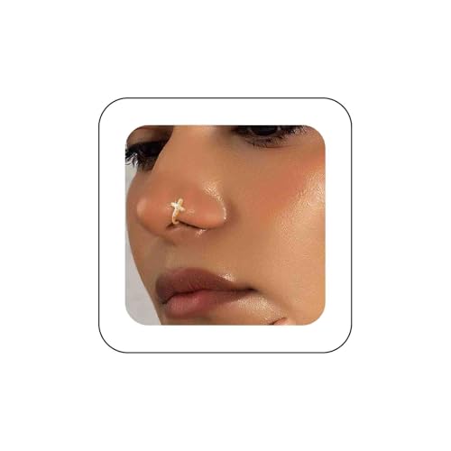 Yheakne Vintage Kristall Kreuz Nase Ring Gold Cz Kreuz Nase Manschette Kreuz Septum Nase Ringe U Geformt Clip Auf Nase Stud Strass Kreuz Hoop Nase Piercing Schmuck Für Frauen von Yheakne
