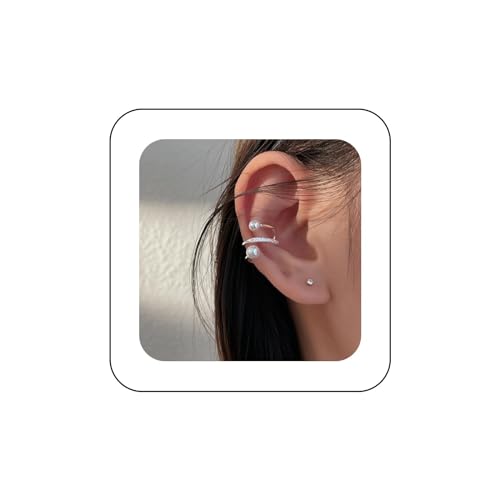 Yheakne Vintage Kristall Perle Manschette Wrap Ohrringe Perle Knorpel Manschette Ohrringe Silber Cz Ring Helix Ohrringe Perle Nicht Piercing Clip Auf Ohrringe Schmuck Für Frauen Und Mädchen von Yheakne