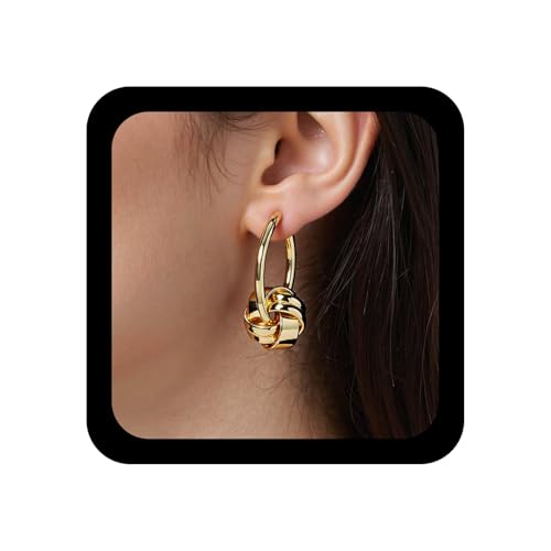 Yheakne Vintage Liebe Knoten Reifen Ohrringe Gold Chunky Knoten Hangle Ohrringe verdrehte Liebe Knoten Reifen Ohrring Metall Knoten Kreis Huggie Ohrring Schmuck für Frauen von Yheakne